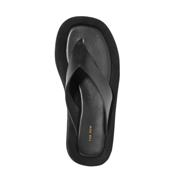 The Row Shoes - The ROW Ginza Leather Platform Sandals Flip Flops Womens 41.5 11.5 Black Suede